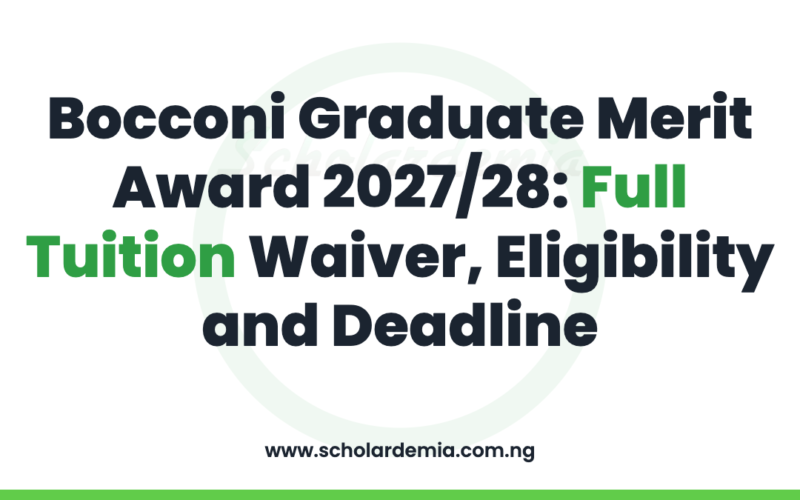 Bocconi Graduate Merit Award 2027/28: Full Tuition Waiver, Eligibility and Deadline