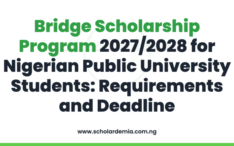 Bridge Scholarship Program 2027/2028 for Nigerian Public University Students: Requirements and Deadline