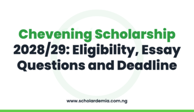 Chevening Scholarship 2028/29: Eligibility, Essay Questions and Deadline
