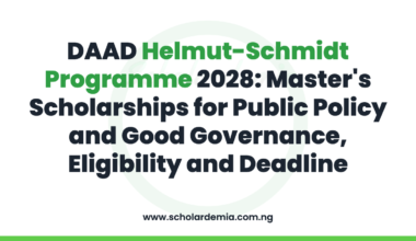 DAAD Helmut-Schmidt Programme 2028: Master's Scholarships for Public Policy and Good Governance, Eligibility and Deadline