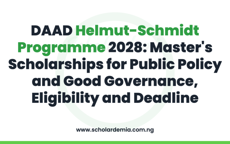 DAAD Helmut-Schmidt Programme 2028: Master's Scholarships for Public Policy and Good Governance, Eligibility and Deadline