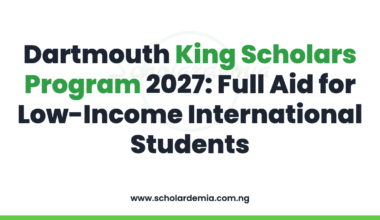 Dartmouth King Scholars Program 2027: Full Aid for Low-Income International Students