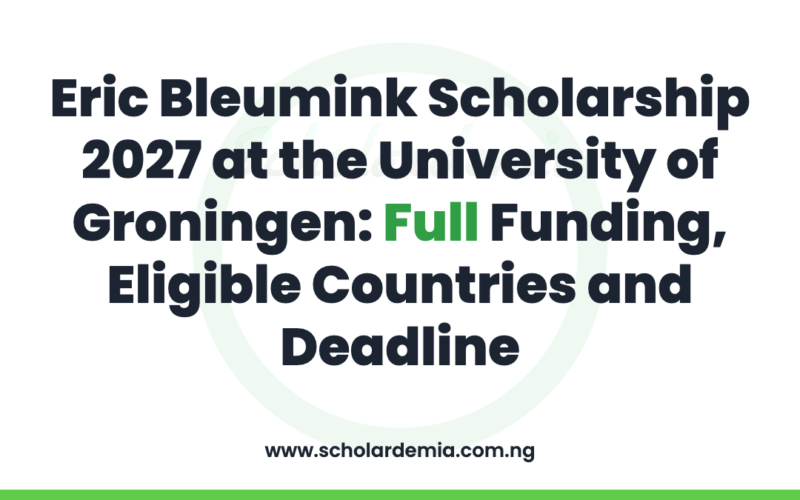 Eric Bleumink Scholarship 2027 at the University of Groningen: Full Funding, Eligible Countries and Deadline