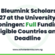 Eric Bleumink Scholarship 2027 at the University of Groningen: Full Funding, Eligible Countries and Deadline