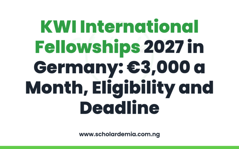 KWI International Fellowships 2027 in Germany: €3,000 a Month, Eligibility and Deadline