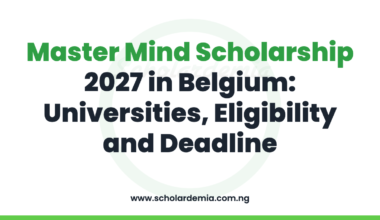 Master Mind Scholarship 2027 in Belgium: Universities, Eligibility and Deadline