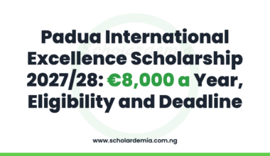 Padua International Excellence Scholarship 2027/28: €8,000 a Year, Eligibility and Deadline