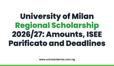 University of Milan Regional Scholarship 2026/27: Amounts, ISEE Parificato and Deadlines