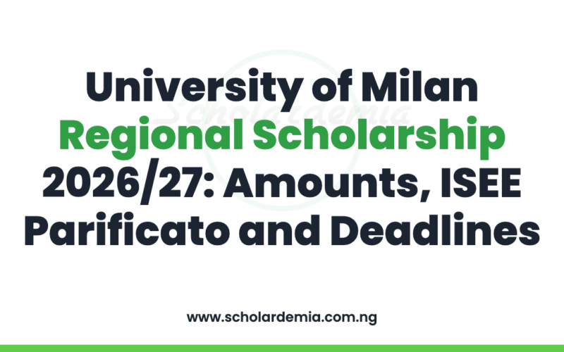 University of Milan Regional Scholarship 2026/27: Amounts, ISEE Parificato and Deadlines