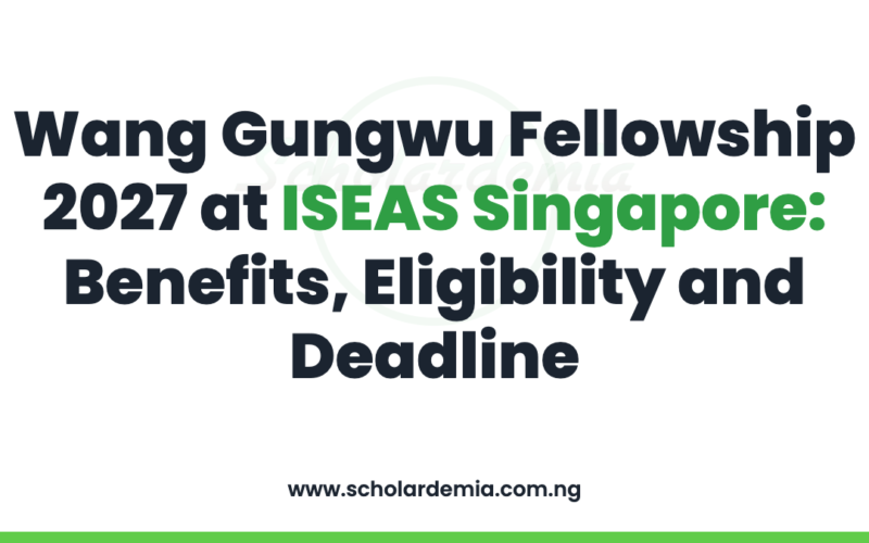 Wang Gungwu Fellowship 2027 at ISEAS Singapore: Benefits, Eligibility and Deadline
